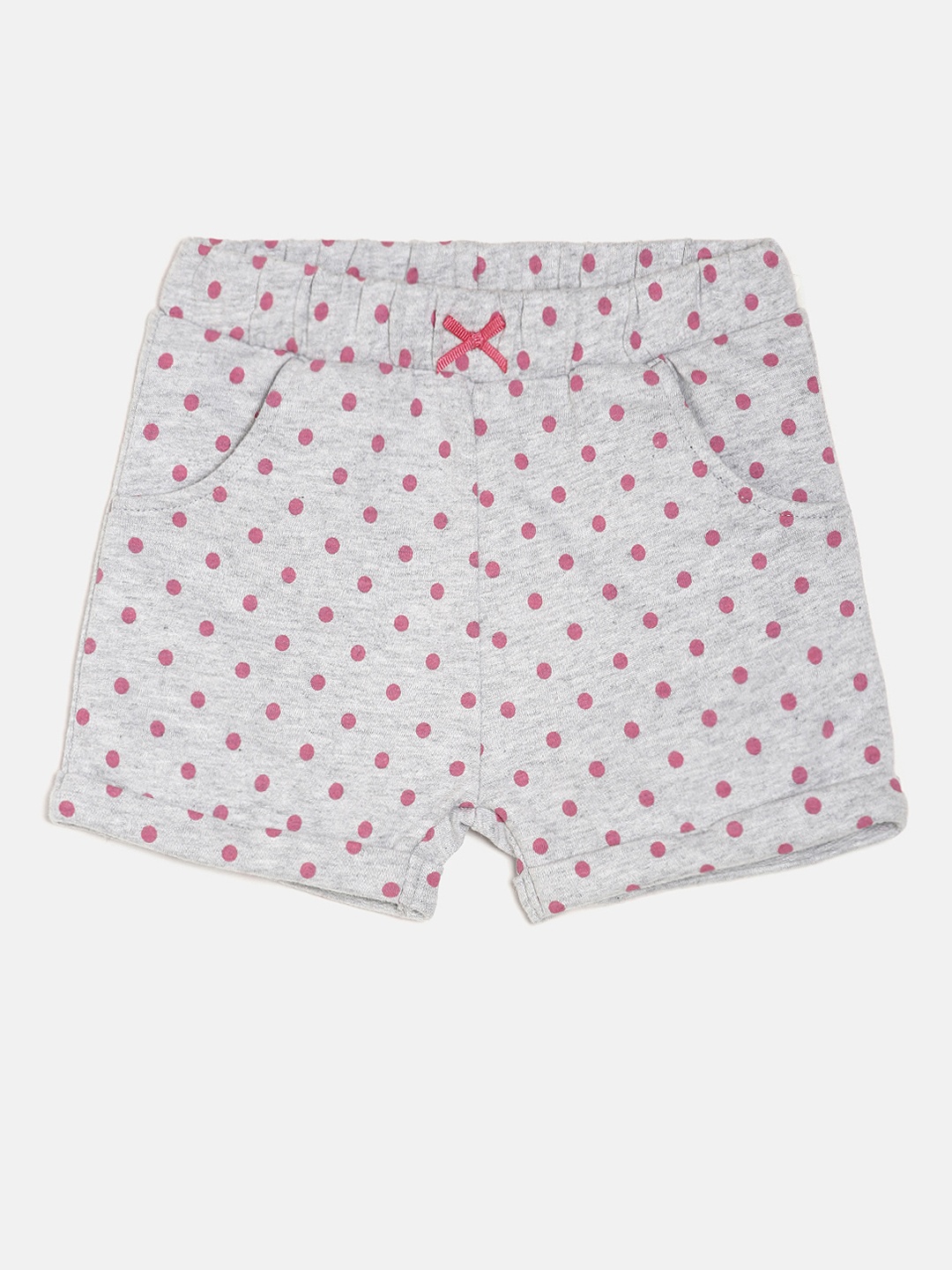 

MINI KLUB Girls Grey Printed Regular Fit Regular Shorts