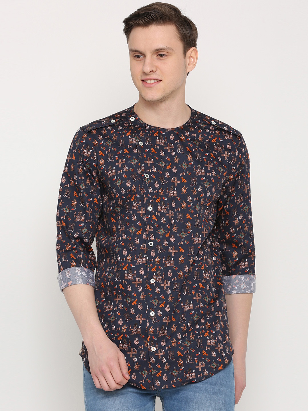 

SIMON CARTER LONDON Men Blue Regular Fit Printed Casual Shirt