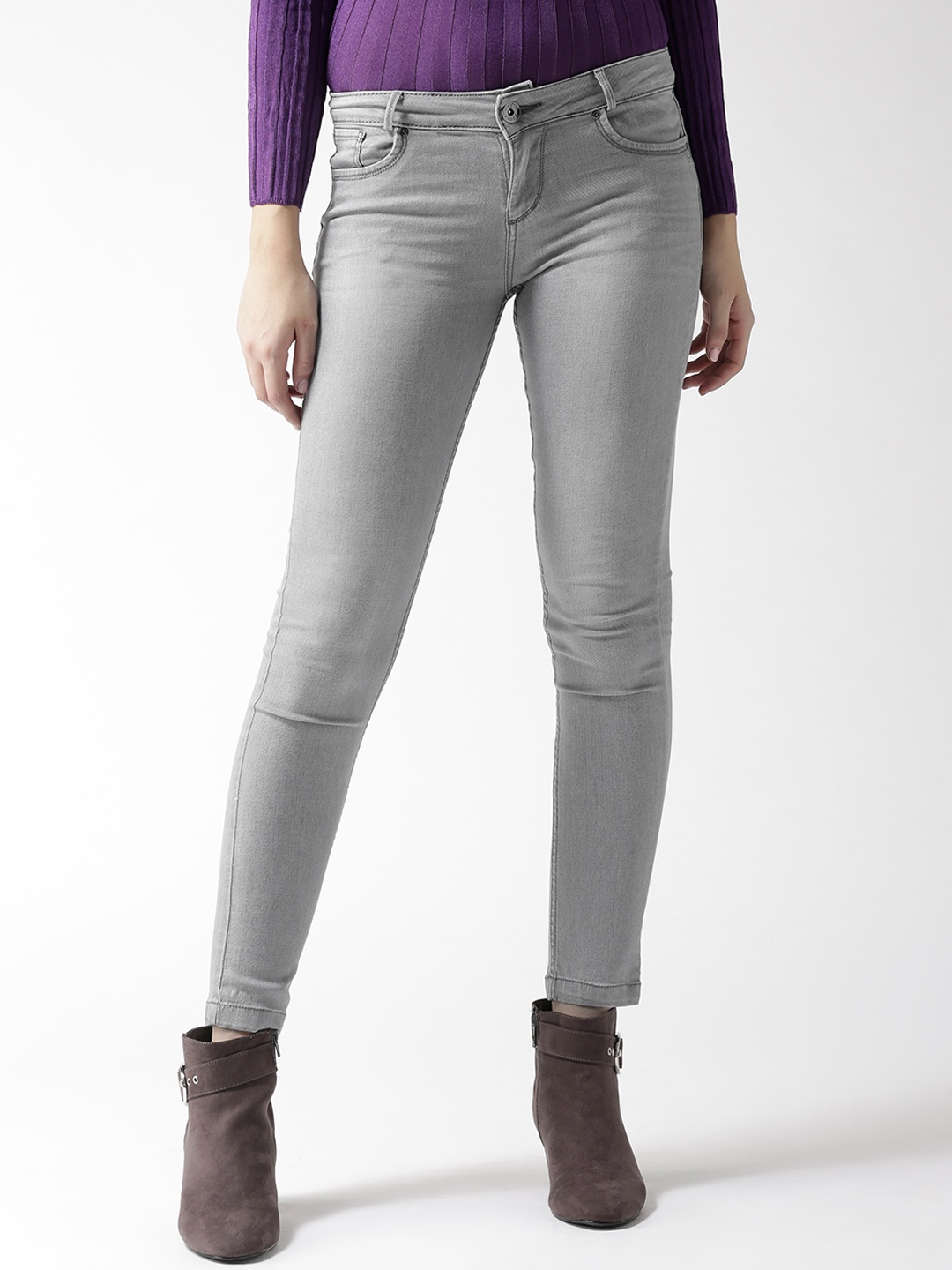 

Xpose Women Grey Slim Fit Mid-Rise Clean Look Stretchable Jeans