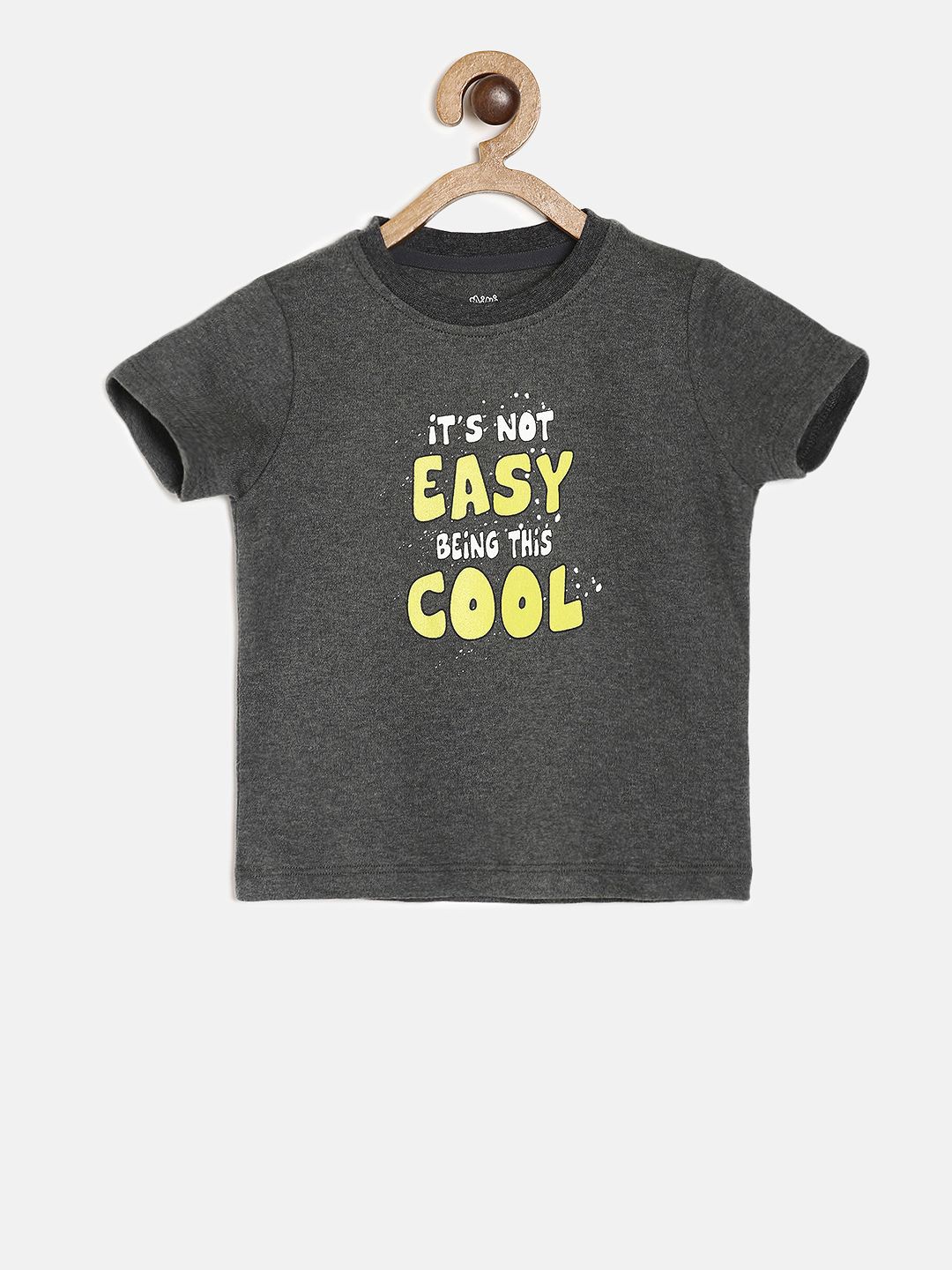 

MINI KLUB Boys Grey Printed Round Neck Pure Cotton T-shirt