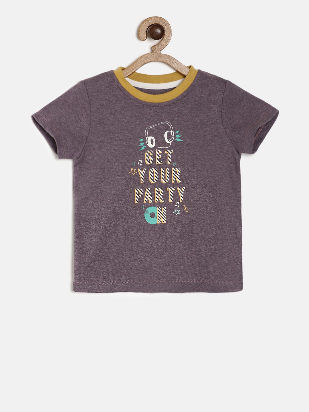 

MINI KLUB Boys Purple Printed Round Neck T-shirt