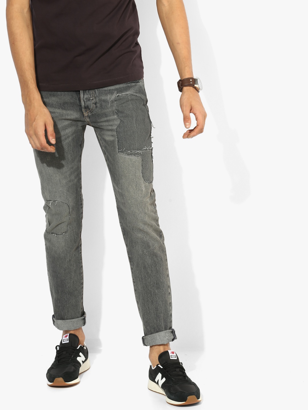 

Levis Men Grey 501S Skinny Fit Mid-Rise Mildly Distressed Stretchable Jeans