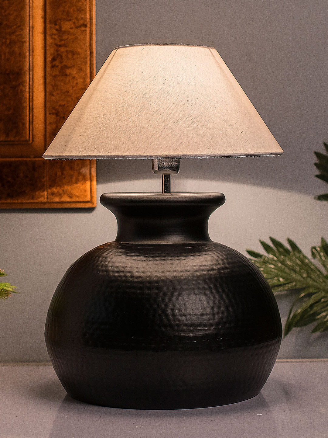 

Homesake Black & White Solid Handcrafted Bedside Standard Table Lamp with Shade