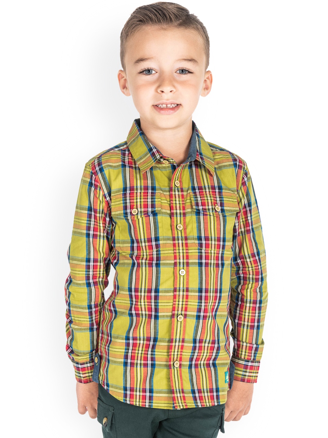 

Cherry Crumble Boys Multicoloured Regular Fit Checked Casual Shirt, Multi