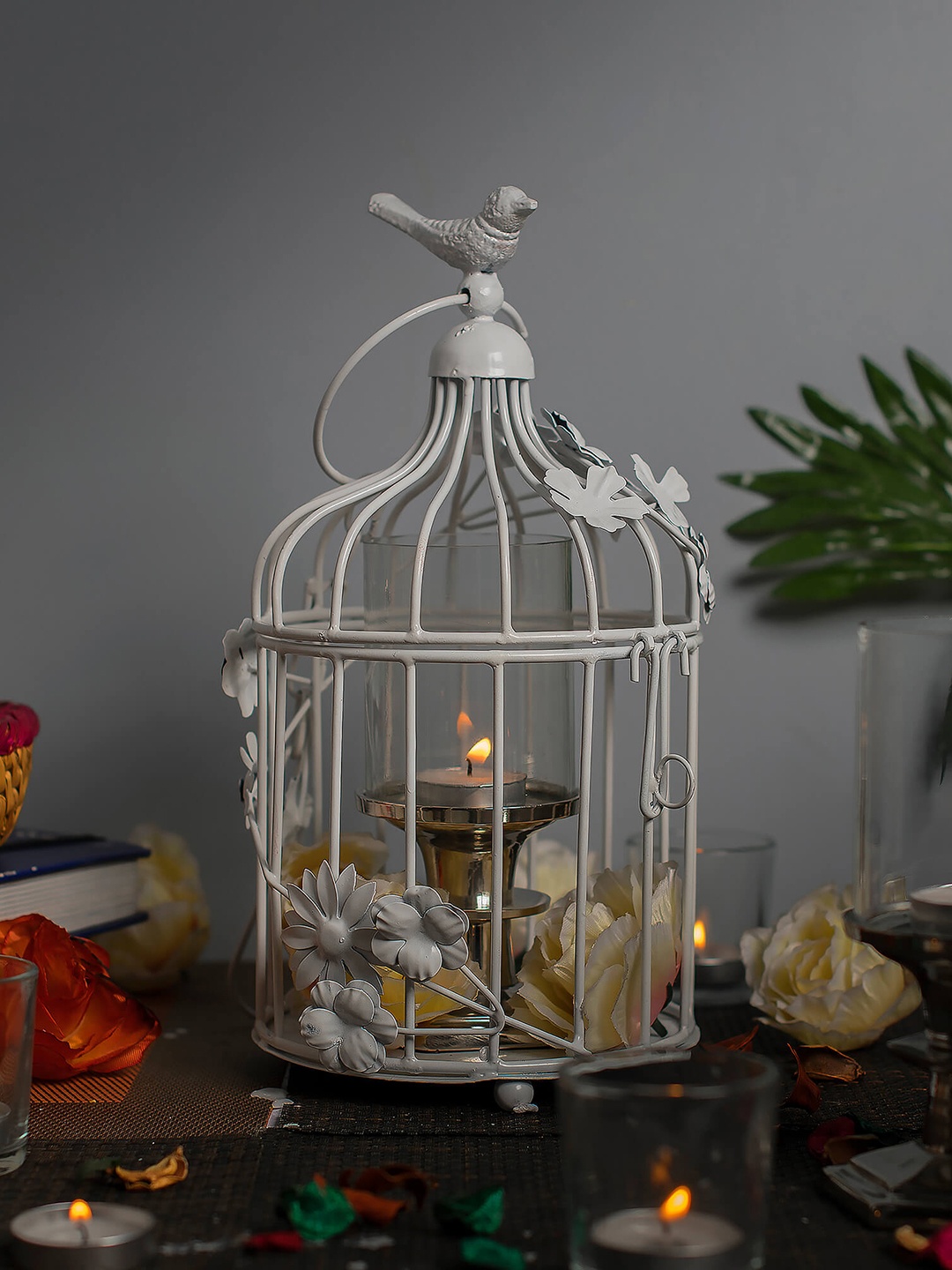 

Homesake Unisex White Bird Cage With Hanging Chain