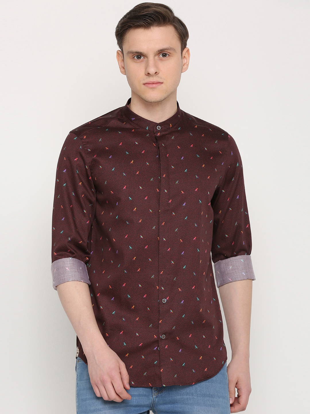 

SIMON CARTER LONDON Men Brown Slim Fit Printed Casual Shirt