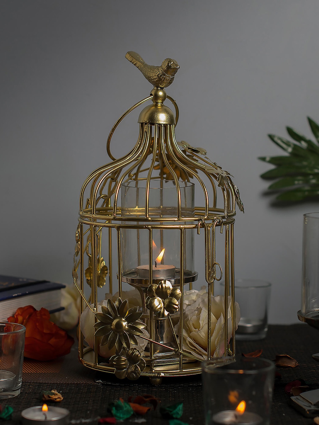 

Homesake Unisex Gold-Toned Bird Cage With Hanging Chain