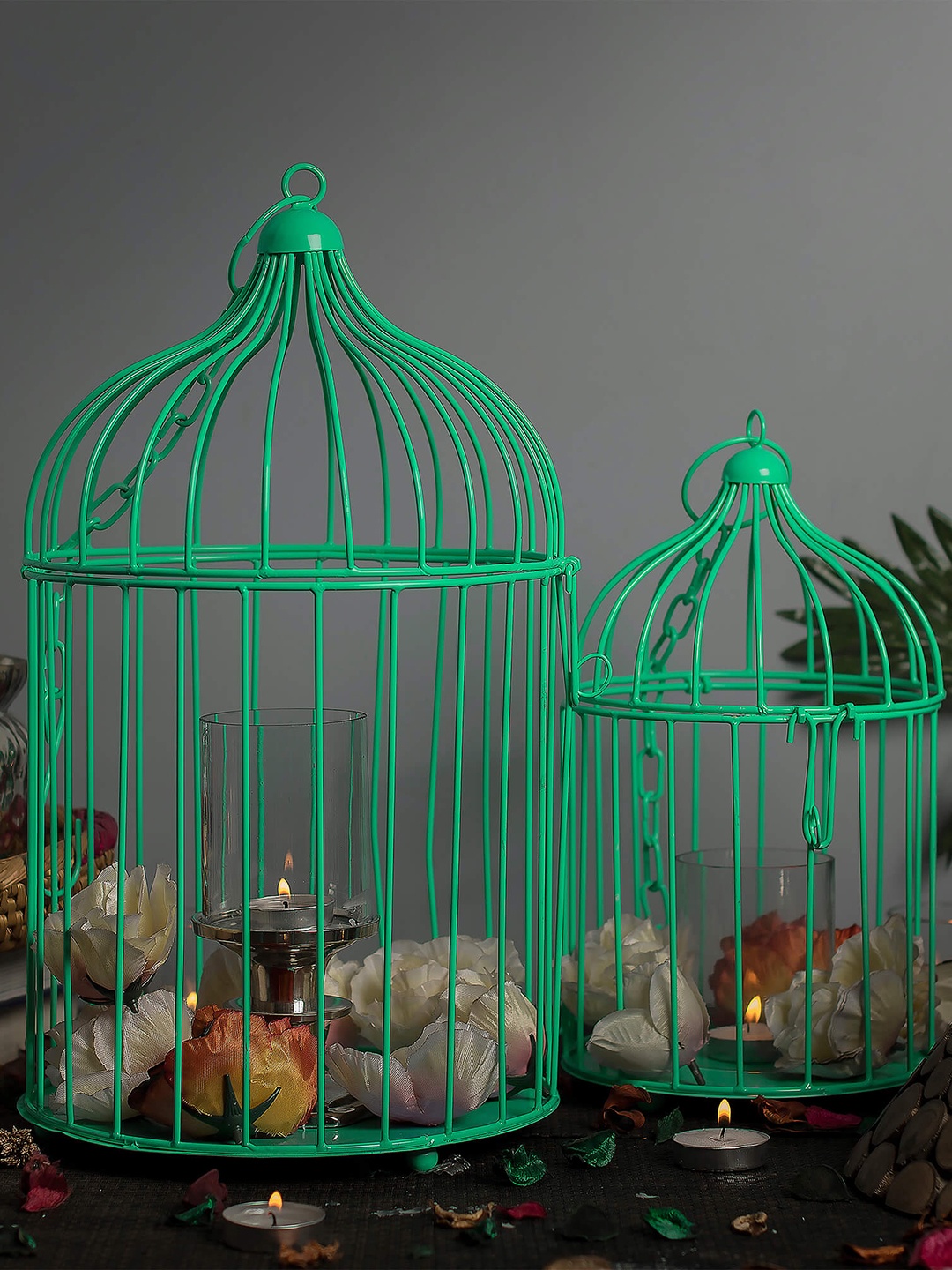 

Homesake Set of 2 Bird Cages with Hanging Chains, Green