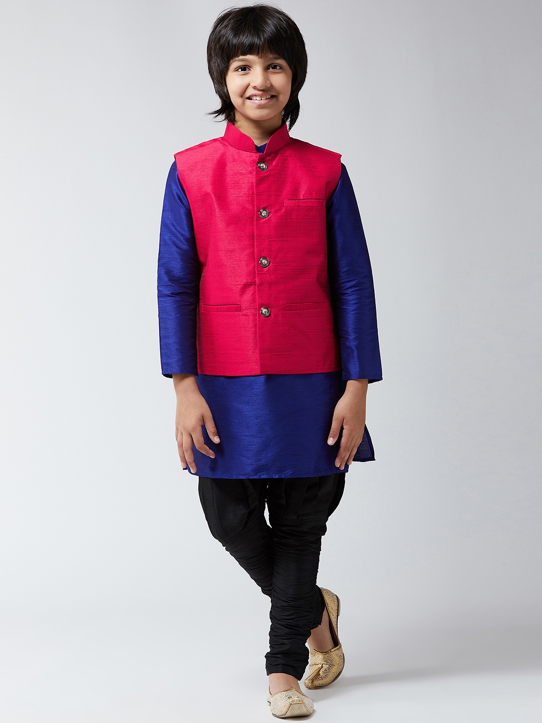 

SOJANYA Boys Blue & Pink Solid Kurta with Harem Pants