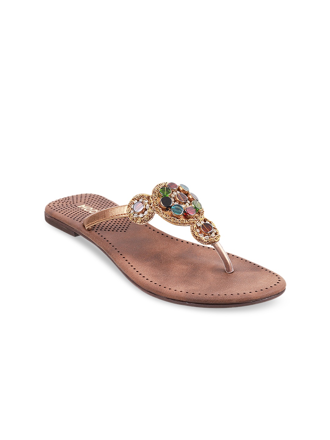 

Mochi Women Brown Colourblocked Open Toe Flats