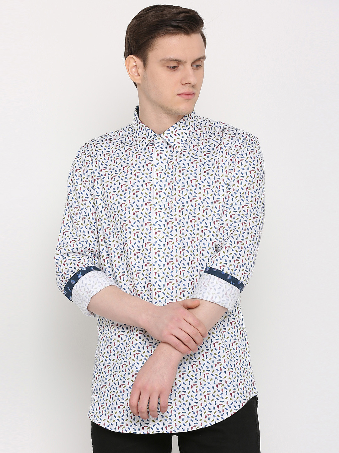 

SIMON CARTER LONDON Men White Regular Fit Printed Casual Shirt