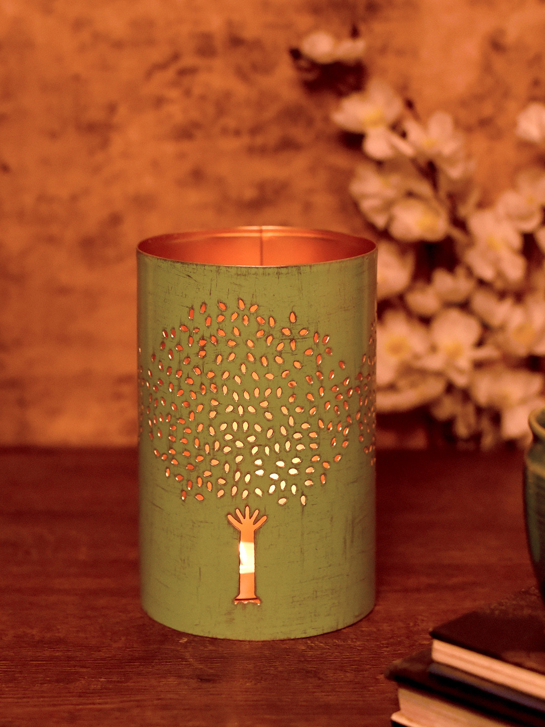 

Unravel India Blue Textured Tealight Candle Holder