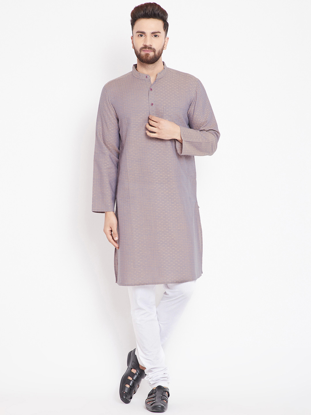 

even Men Brown Solid Straight Kurta