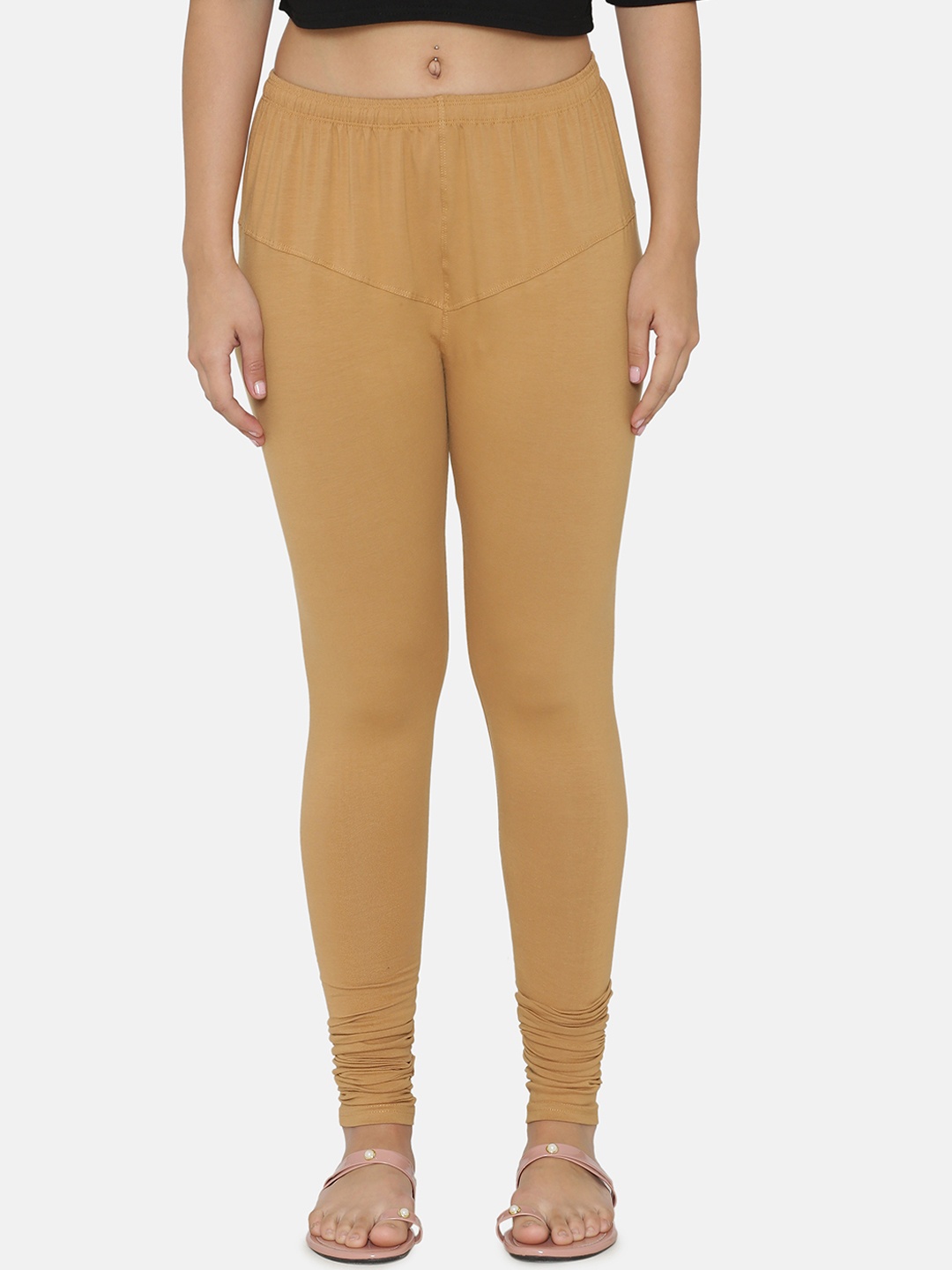 

N-Gal Women Beige Solid Churidar-Length Leggings