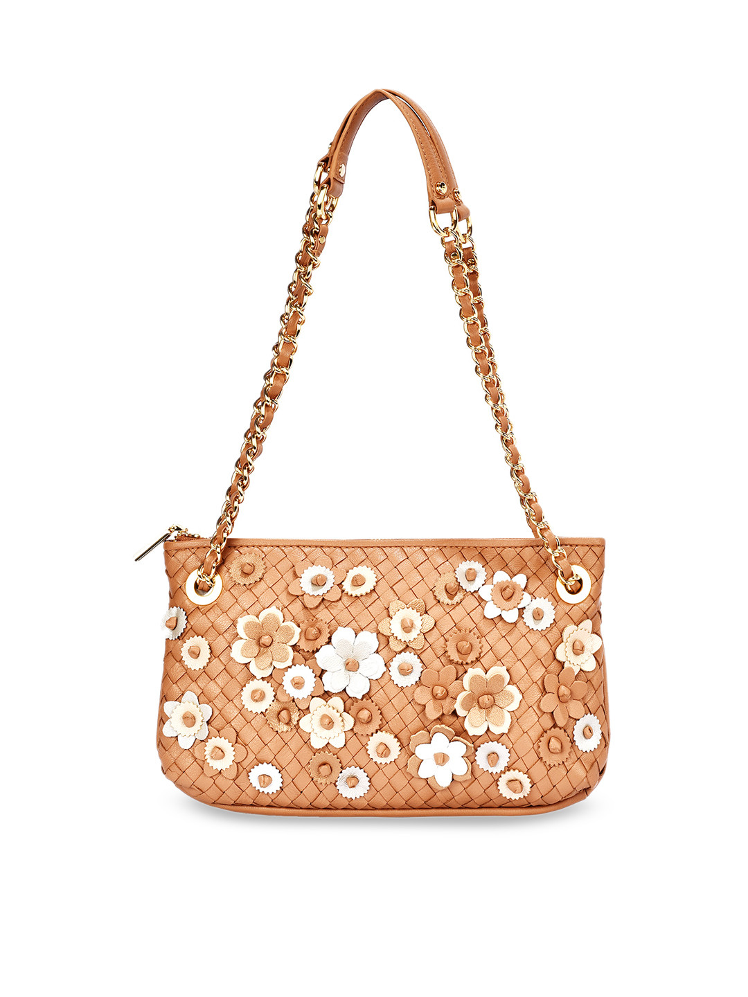 

Eske Tan Brown & Off-White Embellished Shoulder Bag