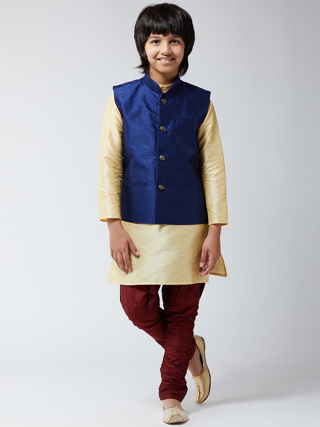 

SOJANYA Boys Beige & Maroon Solid Kurta with Harem Pants