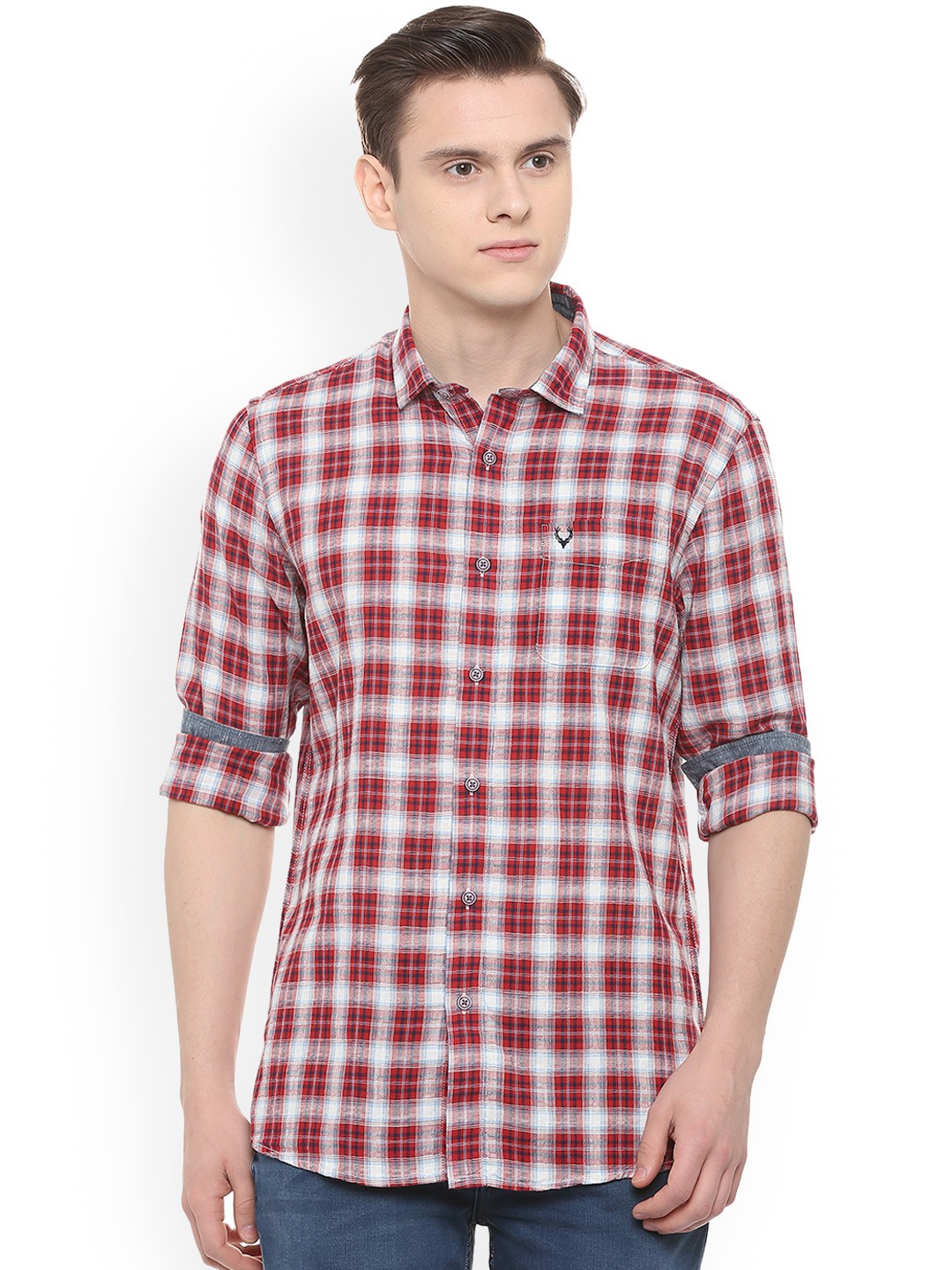 

Allen Solly Sport Men Maroon Regular Fit Checked Casual Shirt