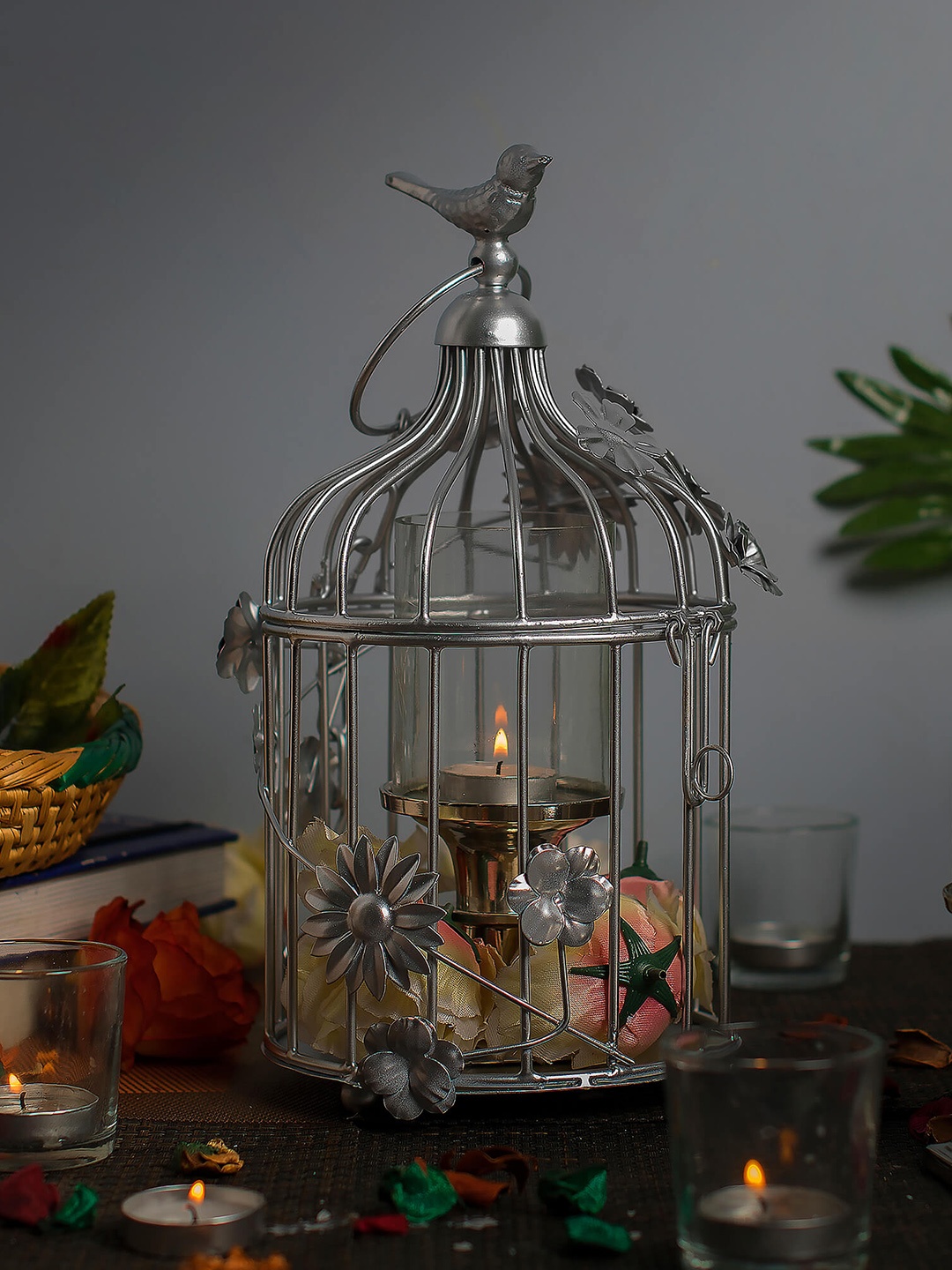 

Homesake Unisex Silver-Toned Bird Cage With Hanging Chain