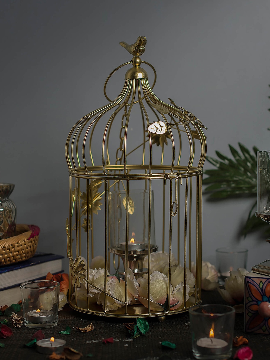 

Homesake Unisex Gold-Toned Bird Cage With Hanging Chain