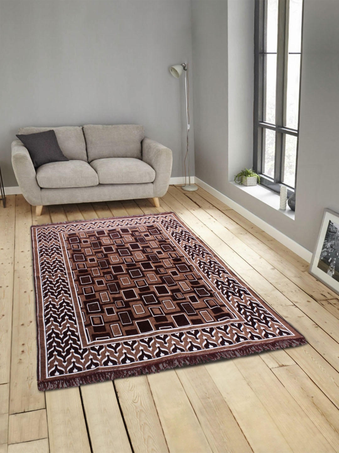 

ROMEE Brown Polyester Printed Anti-Skid Carpet