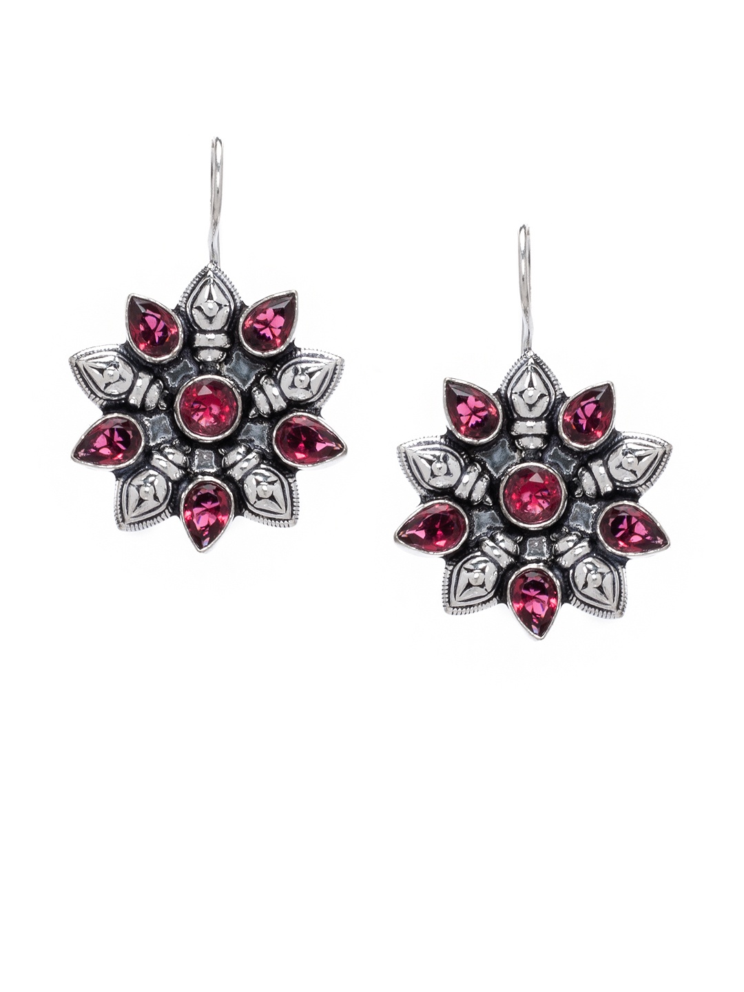 Rubans Silver Silver-Plated Geometric Drop Earrings