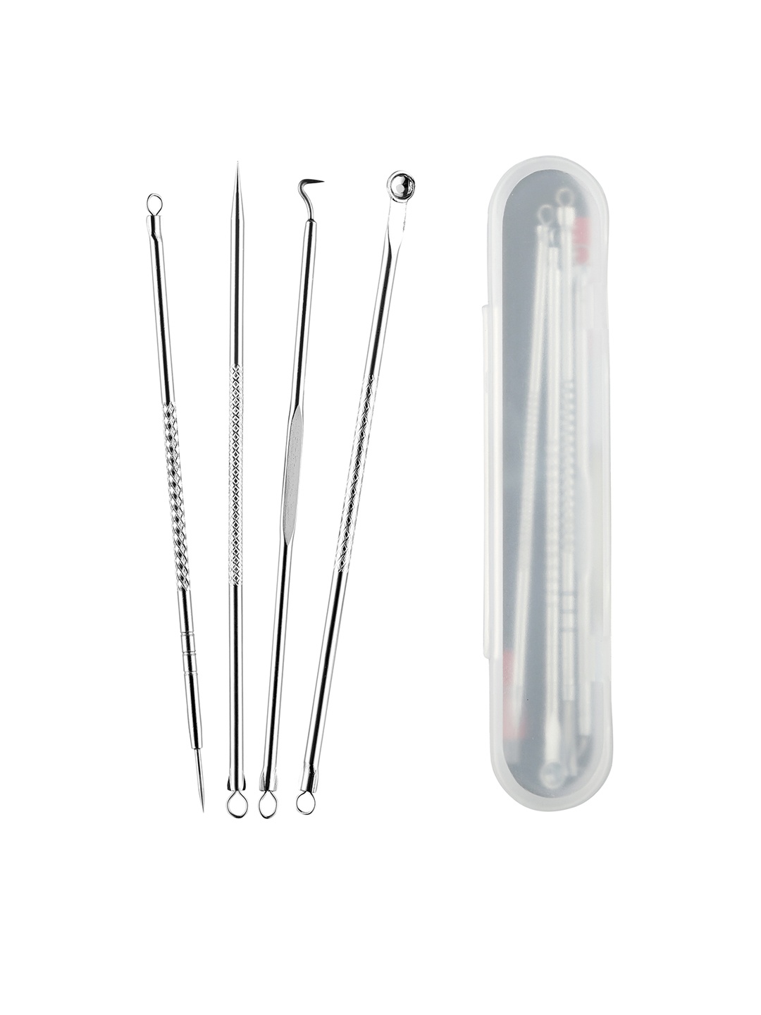 

Foolzy Women Silver-Toned Set Of 4 Blackhead Acne Removal Tool