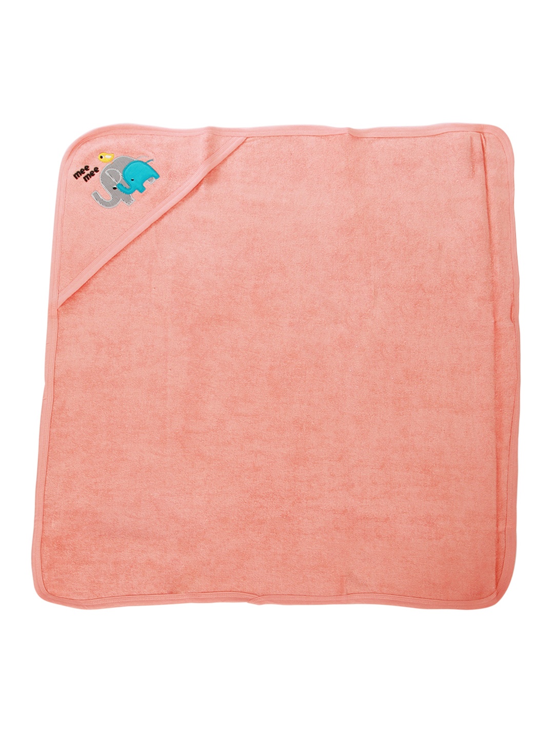 

MeeMee Kids Peach-Coloured Cotton Bath Towel With Hood