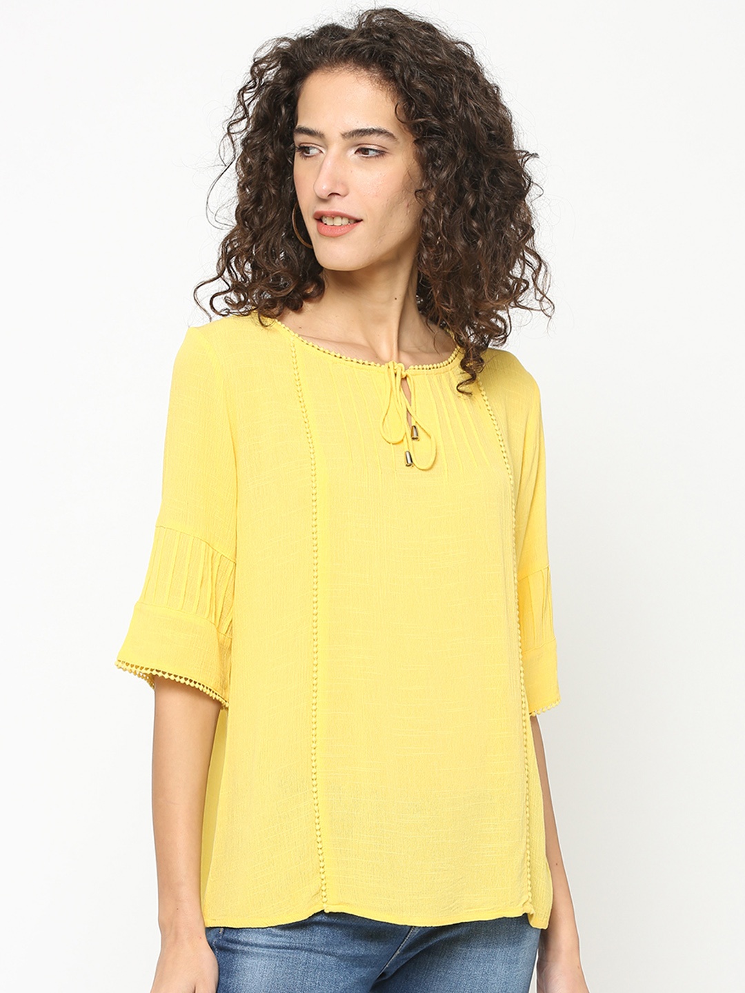

Gipsy Women Yellow Solid Top
