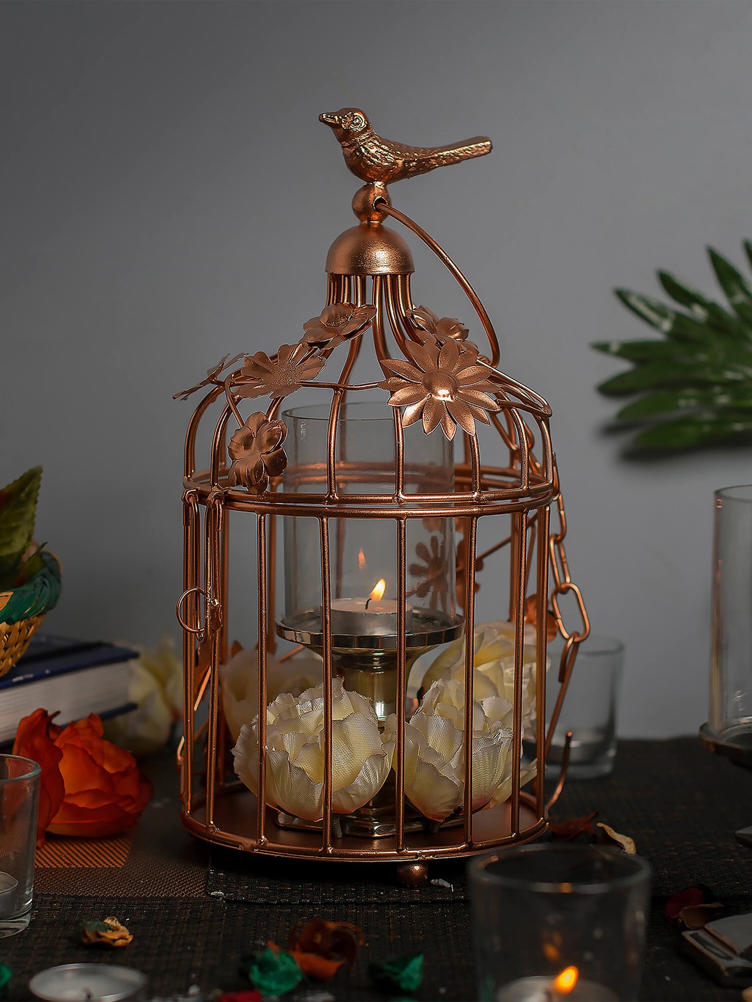 

Homesake Copper-Toned Cage With Hanging Chain