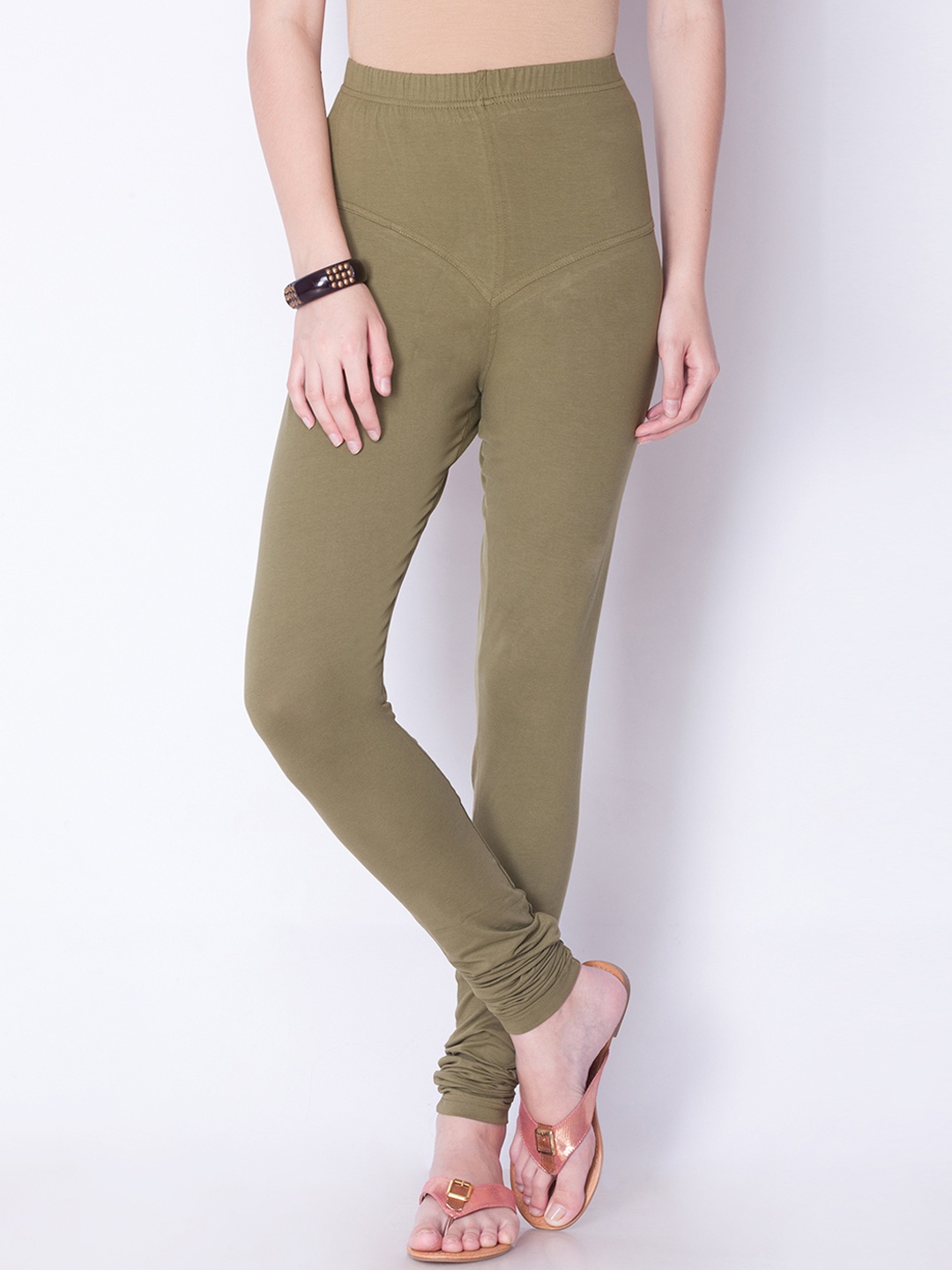 

Dollar Missy Women Olive Green Churidar- Length Leggings