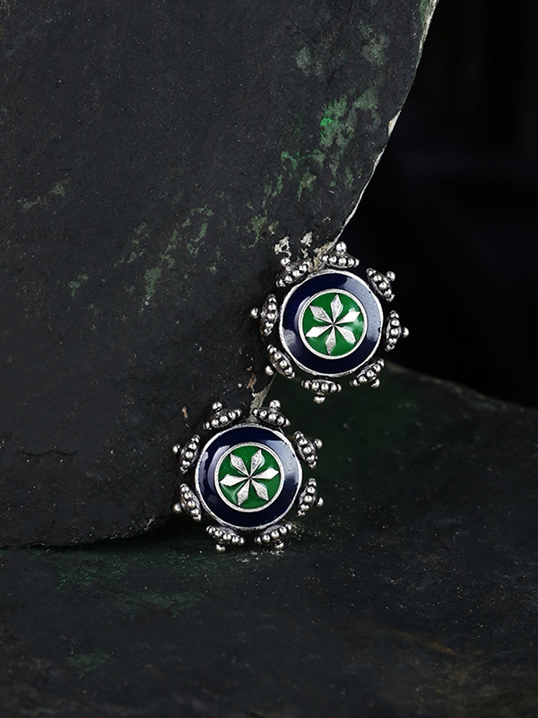 

Voylla Silver-Toned Circular Studs