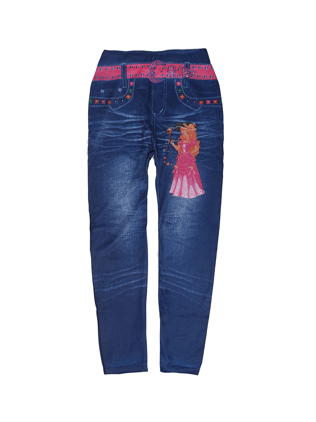 

TINY HUG Girls Blue Printed Tights