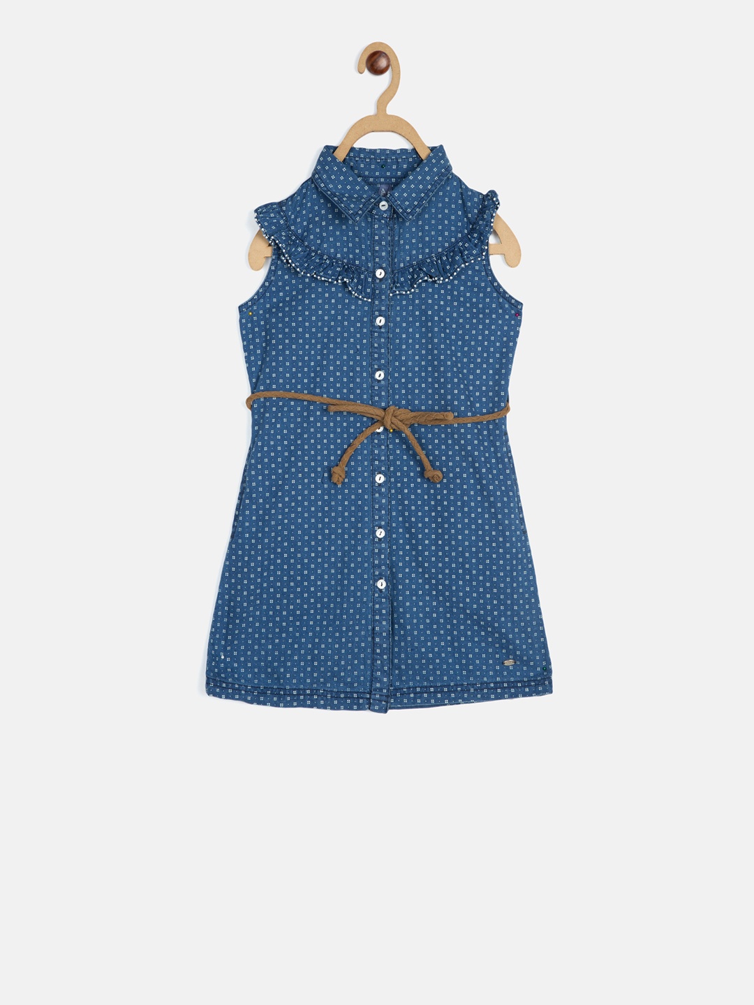 

Blue Giraffe Girls Blue Printed Shirt Dress