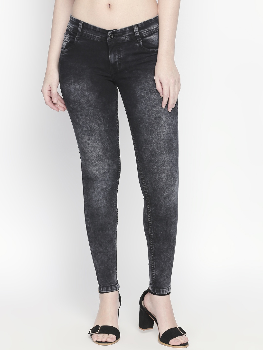 

High Star Women Black Slim Fit Mid-Rise Clean Look Stretchable Jeans