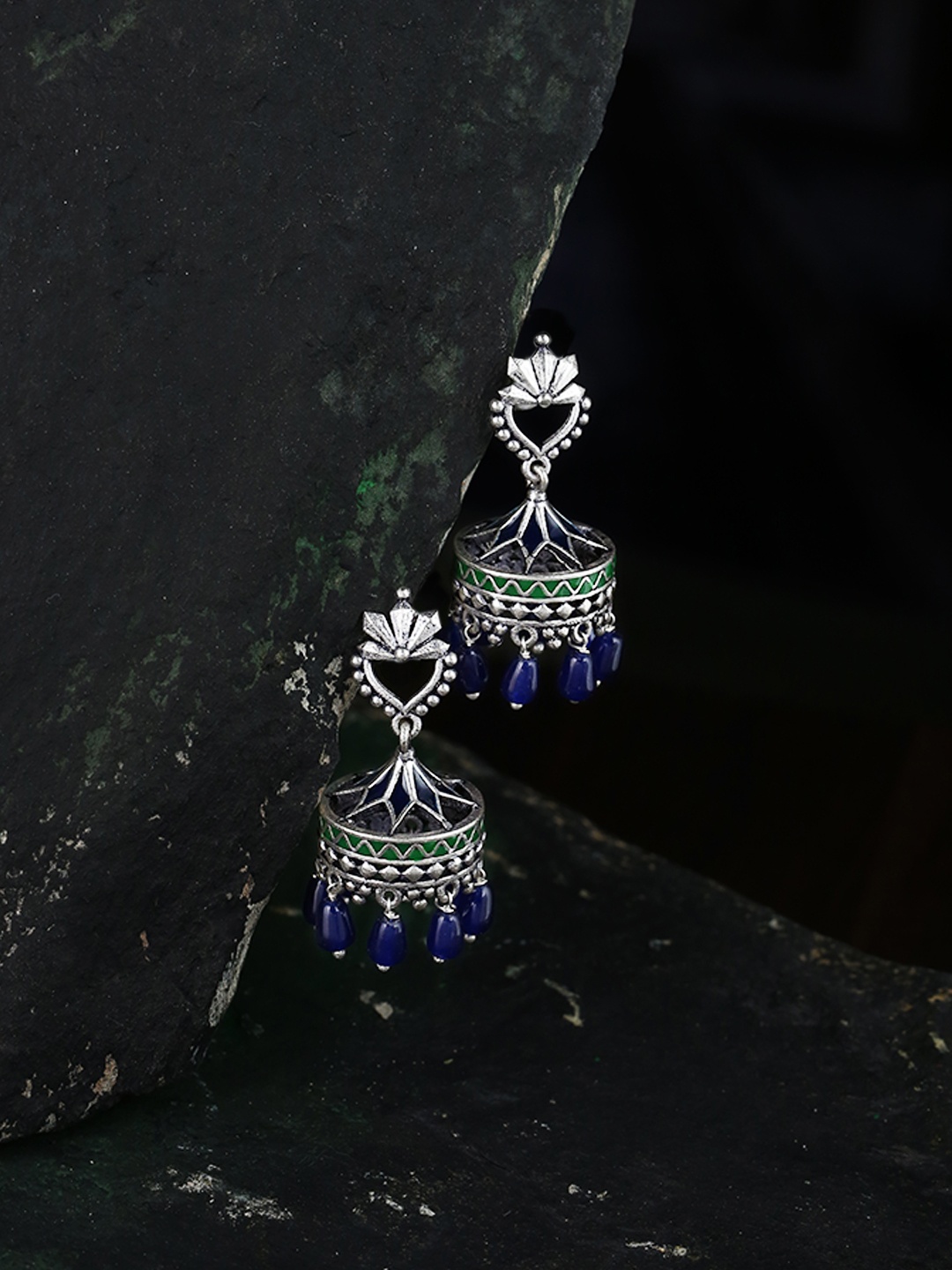 

Voylla Silver-Toned Dome Shaped Jhumkas
