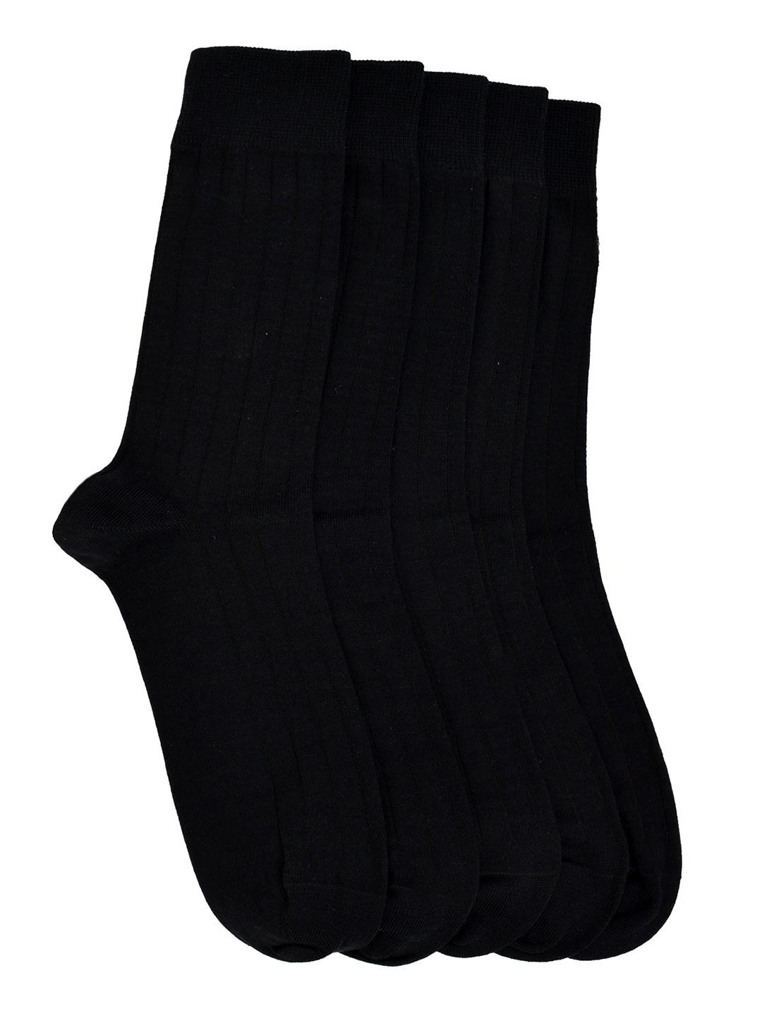 

MARC Men Pack of 5 Solid Calf-Length Socks, Black