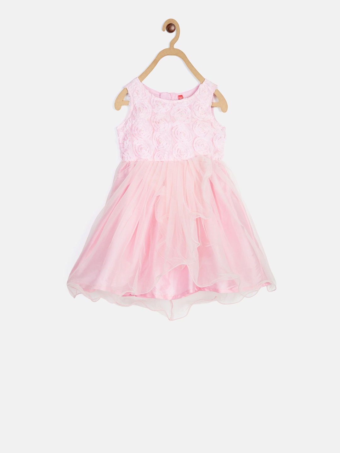 

Blue Giraffe Girls Pink Self Design Fit and Flare Dress