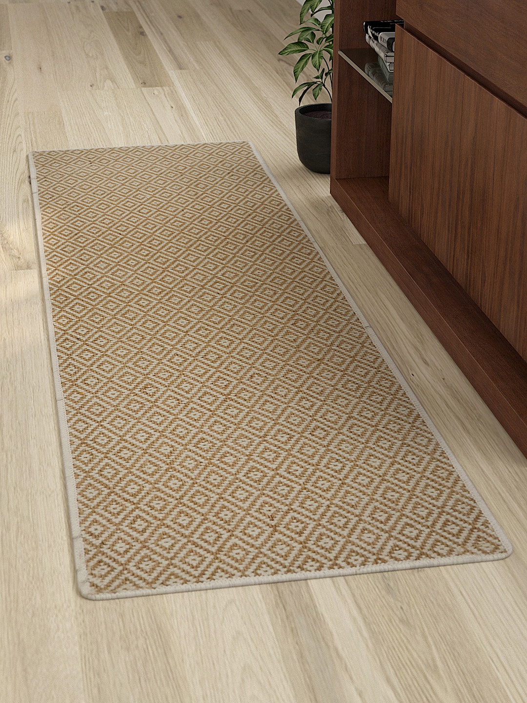 

Saral Home Beige Handloom Geometric Runner