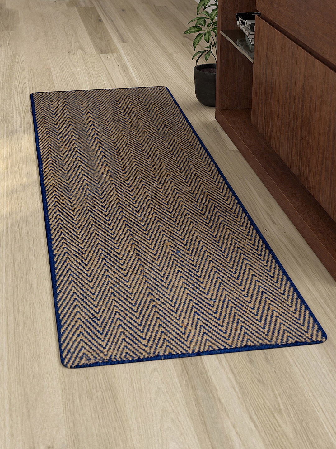 

Saral Home Blue & Beige Handloom Geometric Runner
