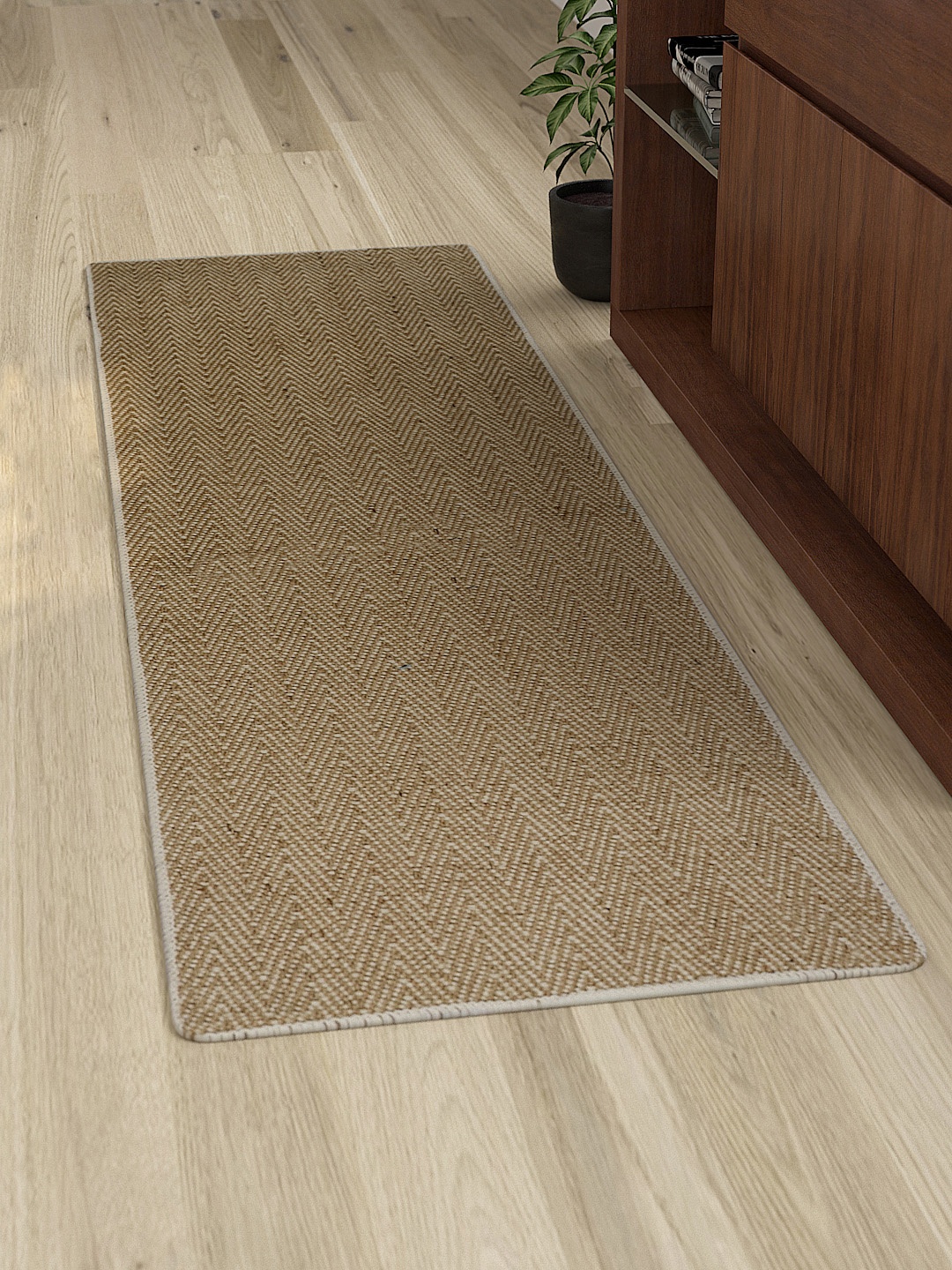 Saral Home Beige Geometric Runner