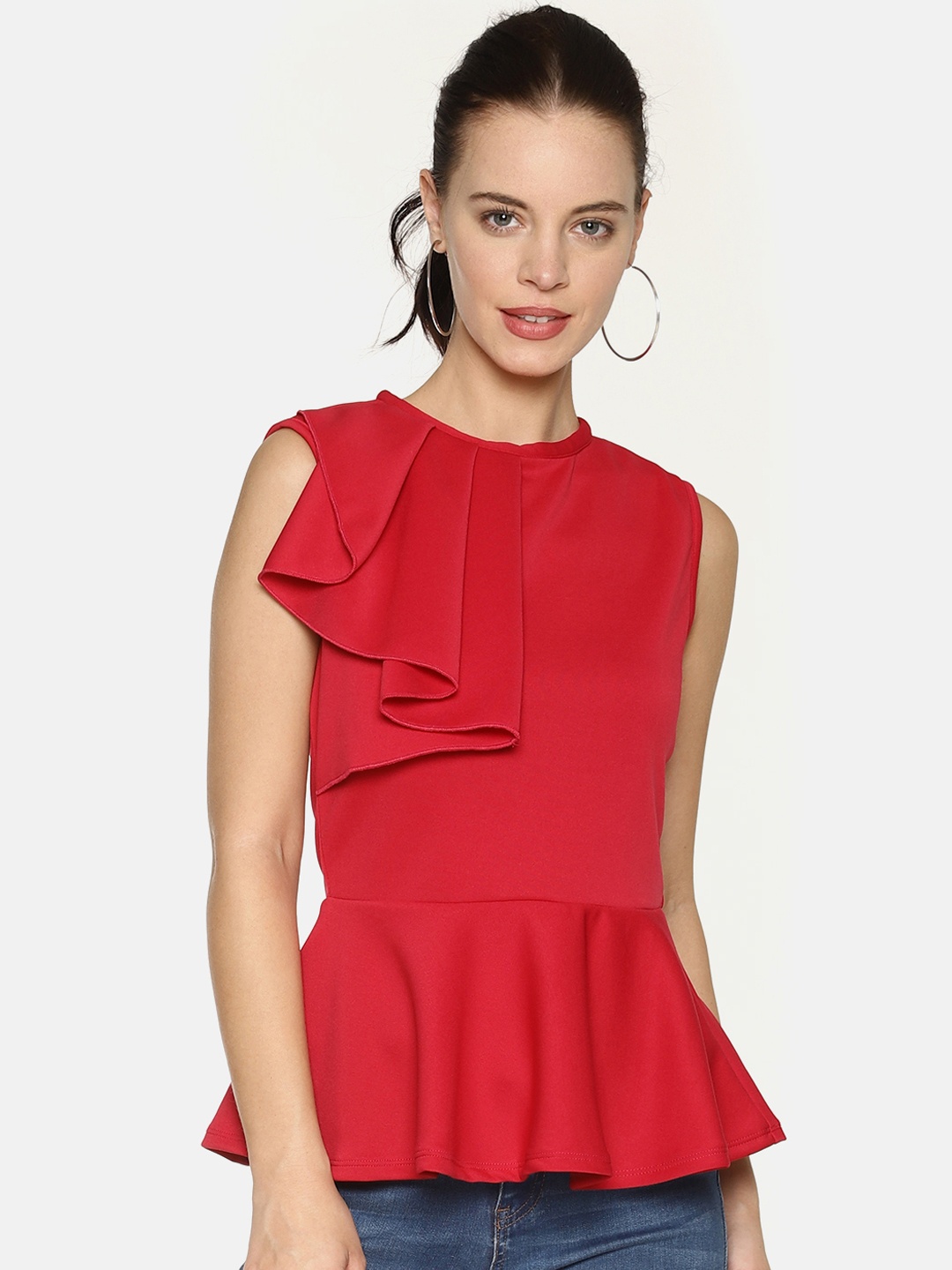 

AARA Women Pink Solid Peplum Top