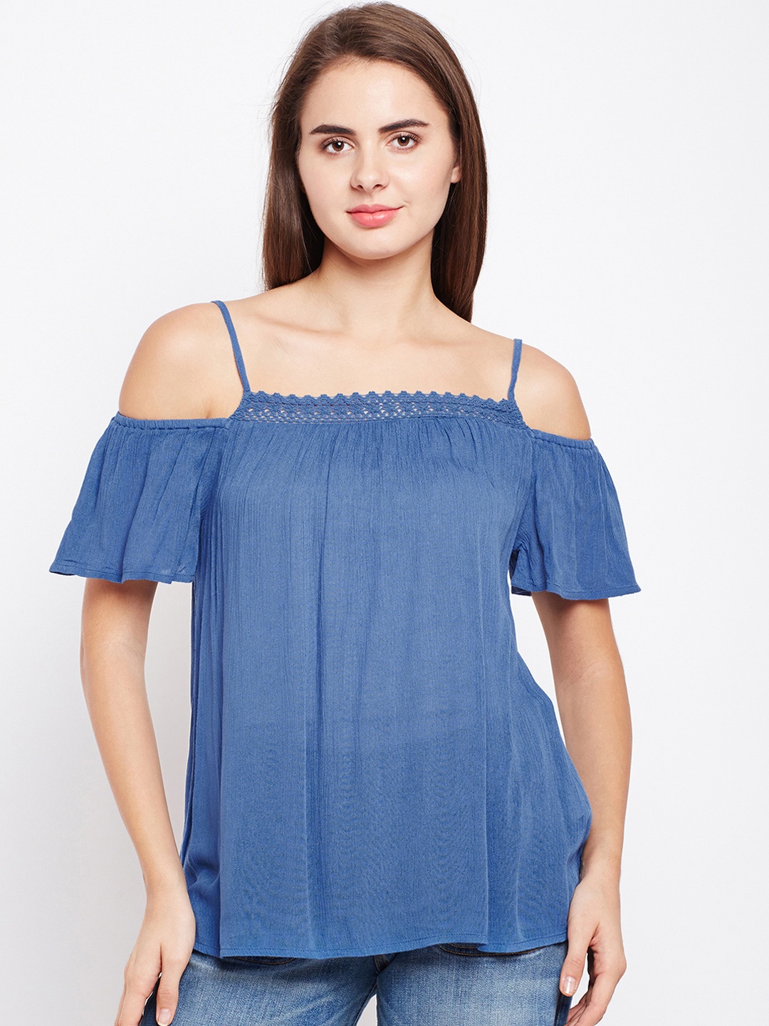 

Oxolloxo Women Blue Solid A-Line Top