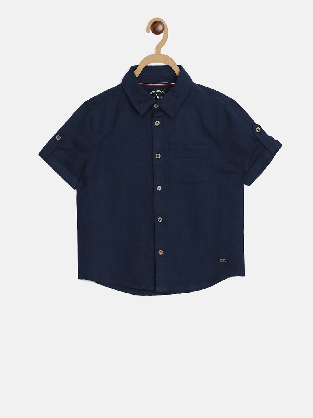 

Blue Giraffe Boys Navy Blue Regular Fit Solid Casual Shirt