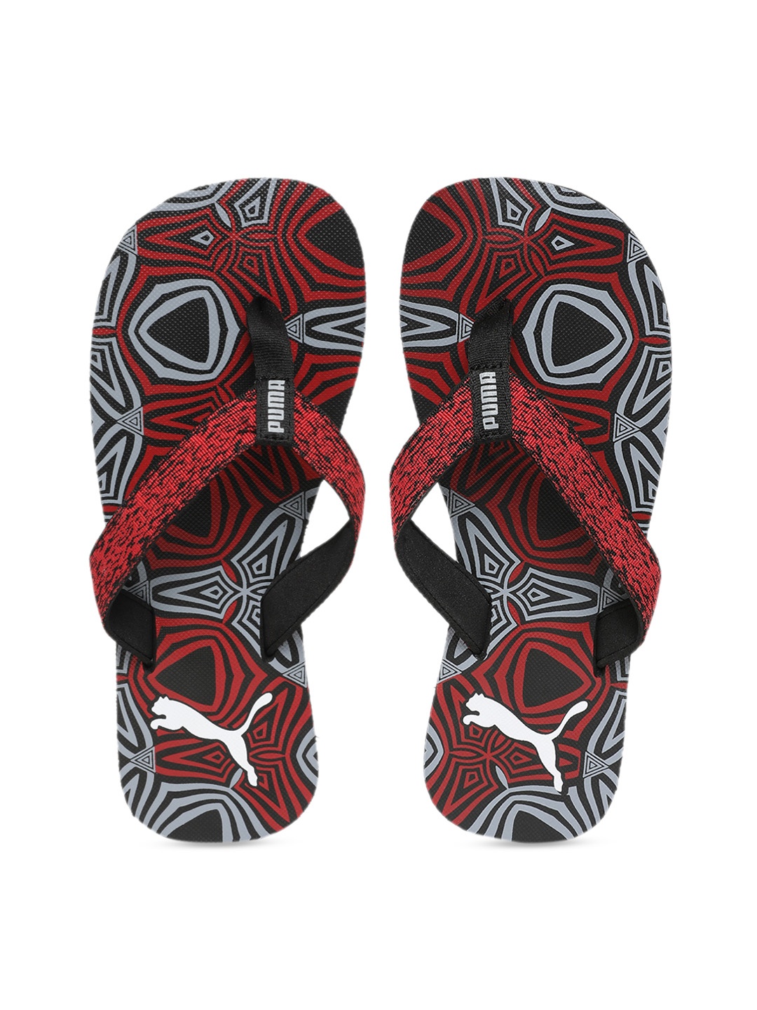 

Puma Unisex Black & Red Textured Thong Flip-Flops 37087902-Puma Black