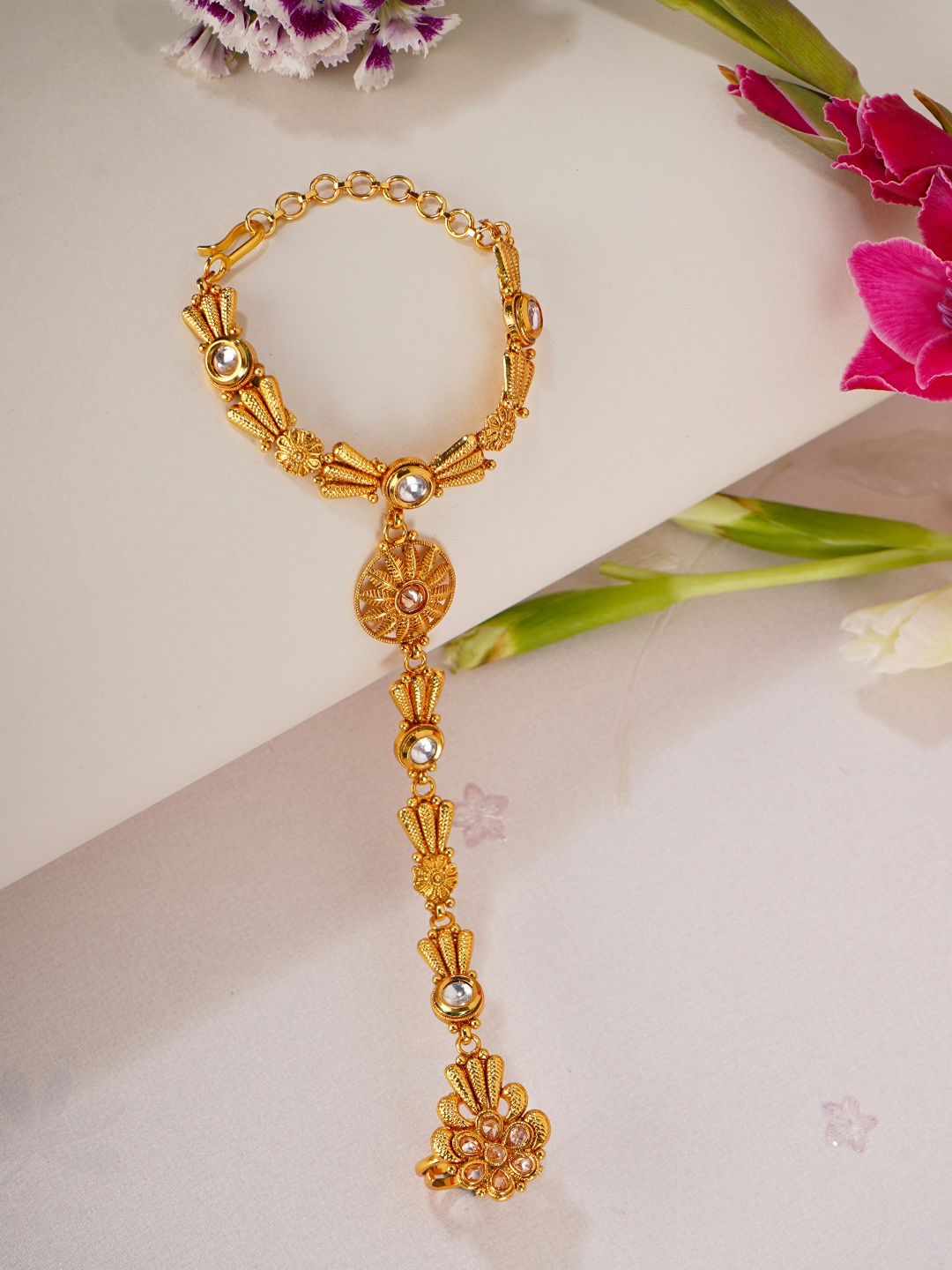 

Priyaasi Gold-Plated Brass Handcrafted Bangle-Style Bracelet