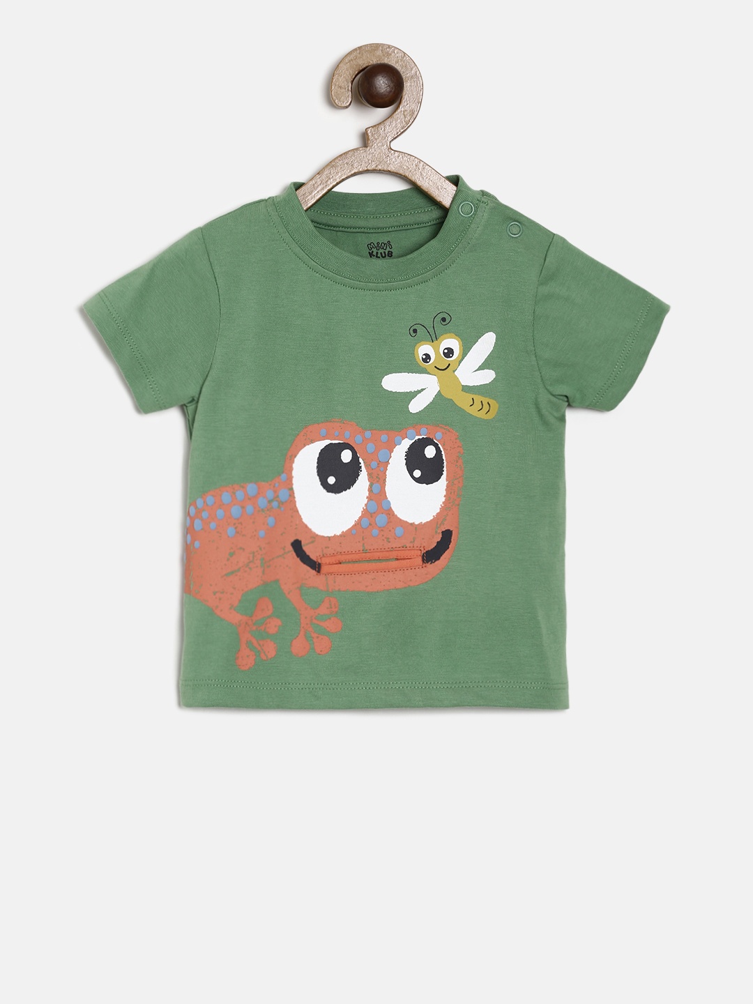 

MINI KLUB Boys Green Printed Round Neck Pure Cotton T-shirt