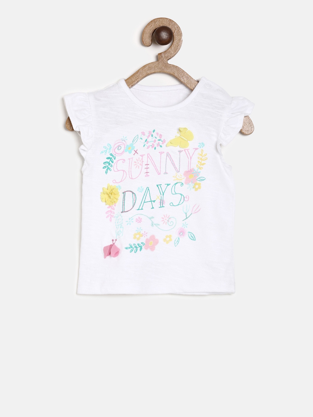 

MINI KLUB Girls White Printed Pure Cotton Top
