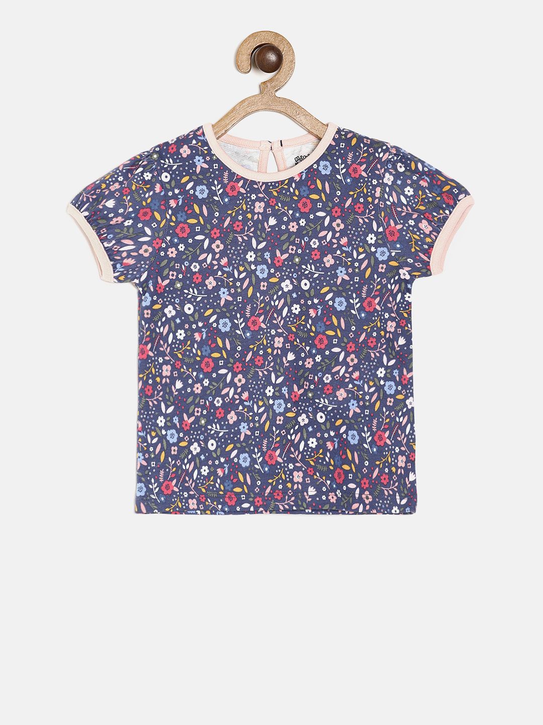 

MINI KLUB Girls Multicoloured Printed Pure Cotton Top, Multi
