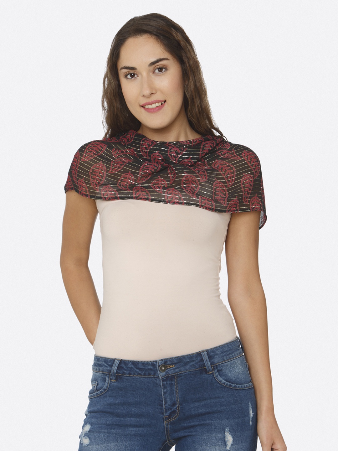 shiloh Black & Red Printed Scarf