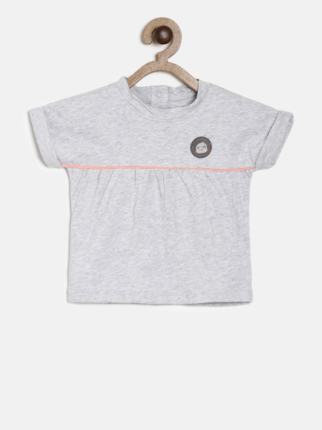 

MINI KLUB Girls Grey Solid Pure Cotton Top